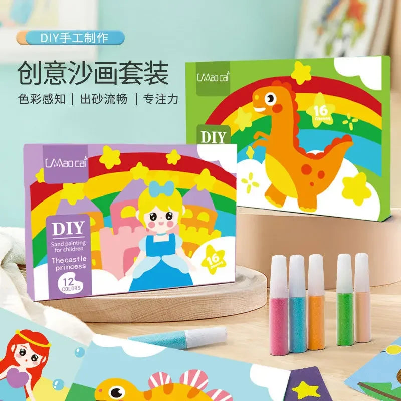 DIY Sand Drawing Kids Handicrafts Sand Art Pictures Drawing Set Toys Children Coloring Sand Painting Crafts Kids Educational Toy