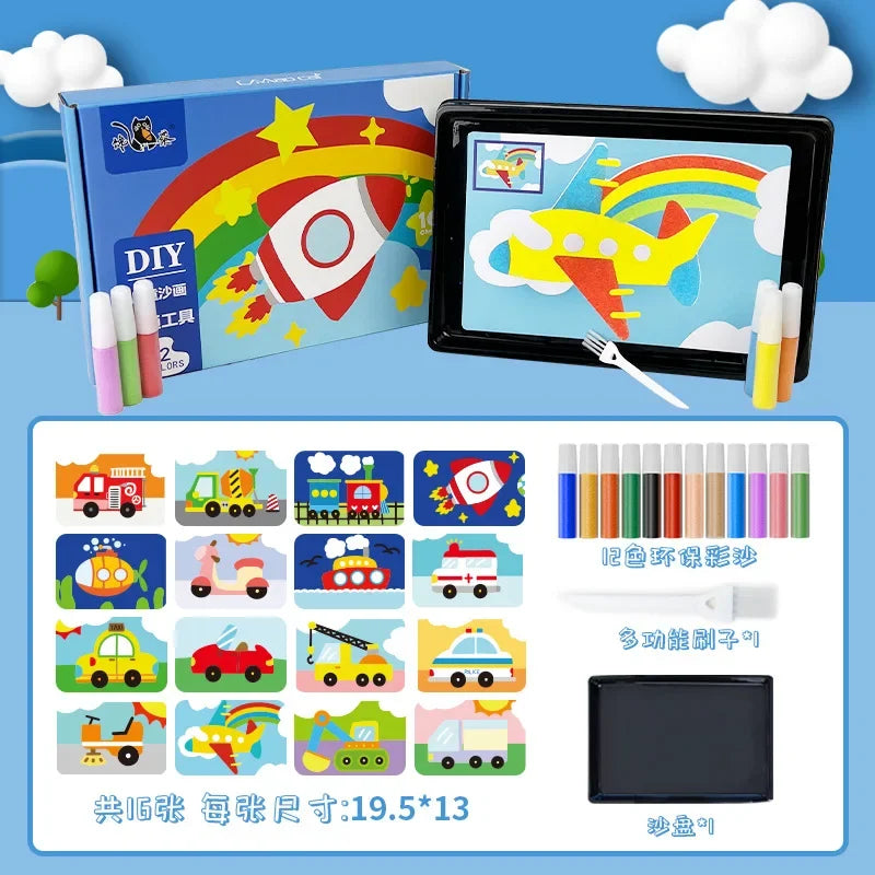 DIY Sand Drawing Kids Handicrafts Sand Art Pictures Drawing Set Toys Children Coloring Sand Painting Crafts Kids Educational Toy