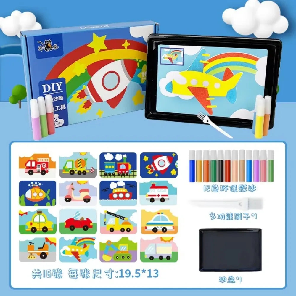 DIY Sand Drawing Kids Handicrafts Sand Art Pictures Drawing Set Toys Children Coloring Sand Painting Crafts Kids Educational Toy