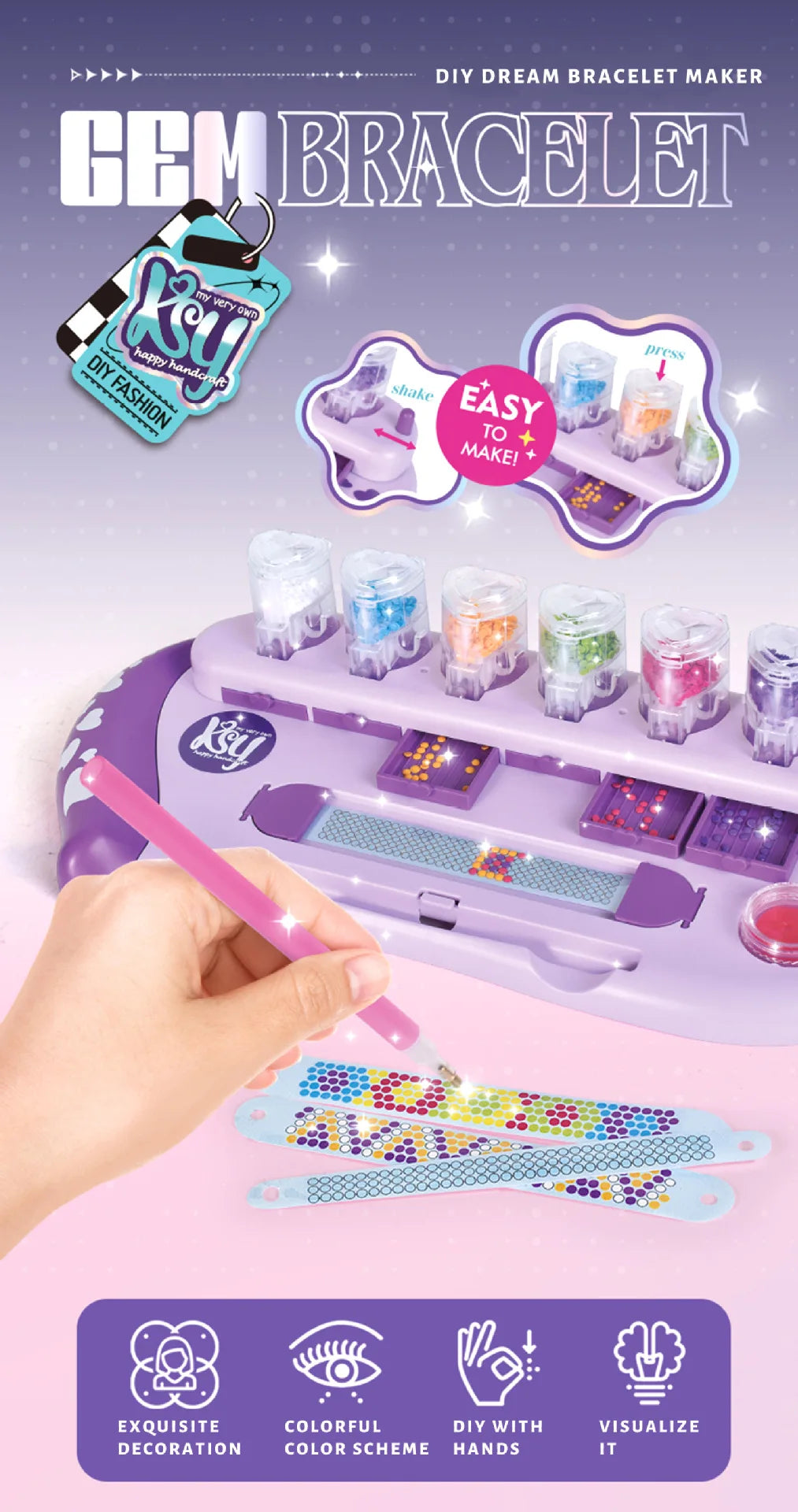 Children's Diy Puzzle Creative Handmade Diamond Woven Bracelet For Girls To Dress Up As Family Decorations, Toy Gift Box